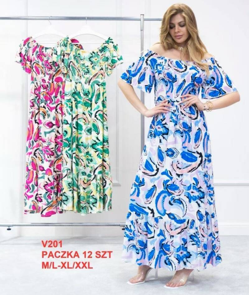 Sukienki damskie Roz M/L-XL-2XL, Mix Kolor .Paczka 12 szt